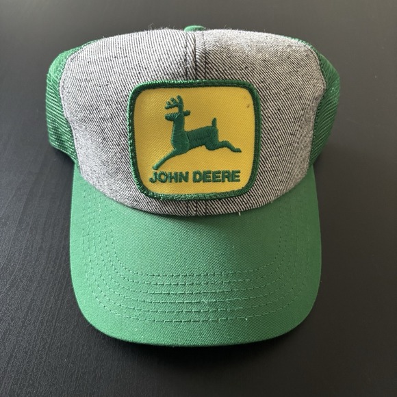 Vintage John Deere Trucker Hat Mesh Back Gray Patch SnapBack OSFM K Products US